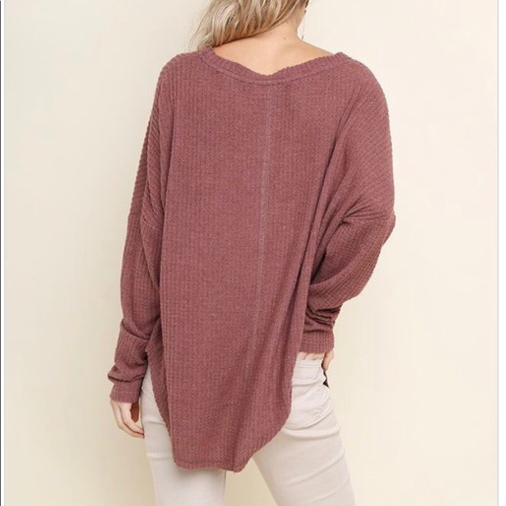 Last 2• Mauve Waffle Top - Picture 3 of 6
